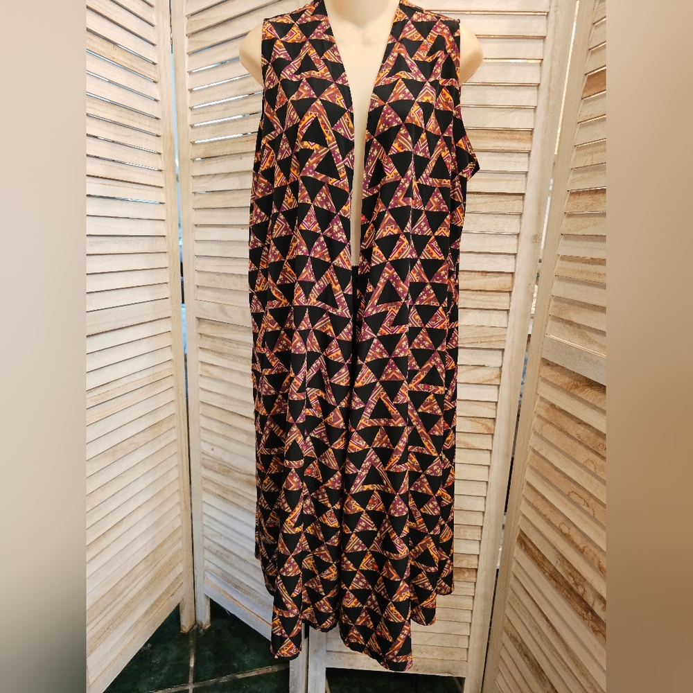 LuLaRoe Women's Open Front Long Vest Slit Sides sz M NWOT